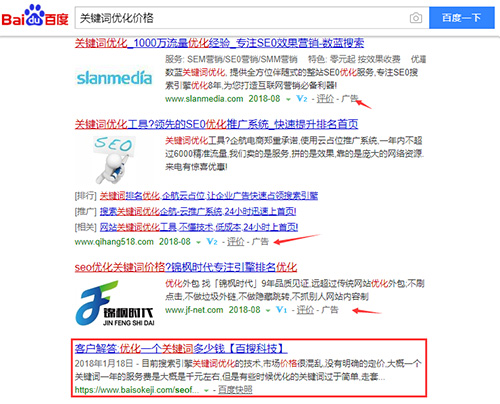 关键词优化价格截图