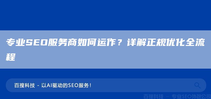 专业SEO服务商如何运作？详解正规优化全流程(图1)