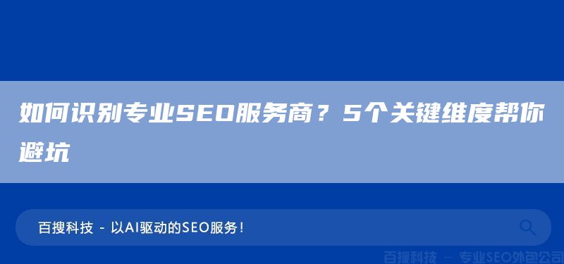 如何识别专业SEO服务商？5个关键维度帮你避坑(图1)