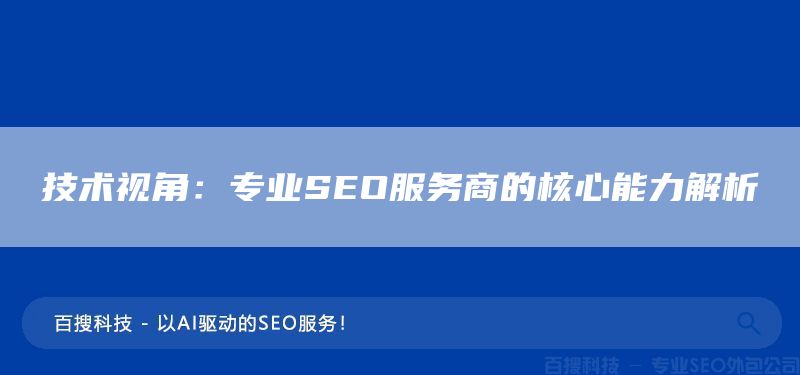 技术视角：专业SEO服务商的核心能力解析(图1)