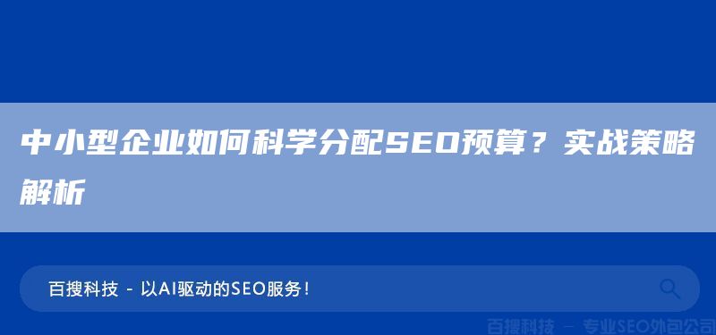 中小型企业如何科学分配SEO预算？实战策略解析(图1)