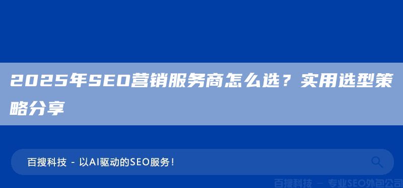 2025年SEO营销服务商怎么选？实用选型策略分享(图1)